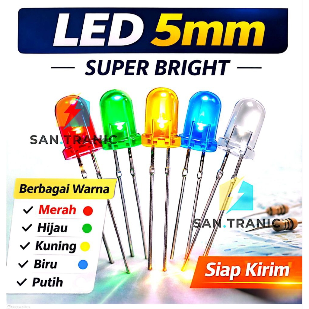 LED 5mm Super Bright - Lampu LED 5mm Merah /Biru / Hijau / Kuning