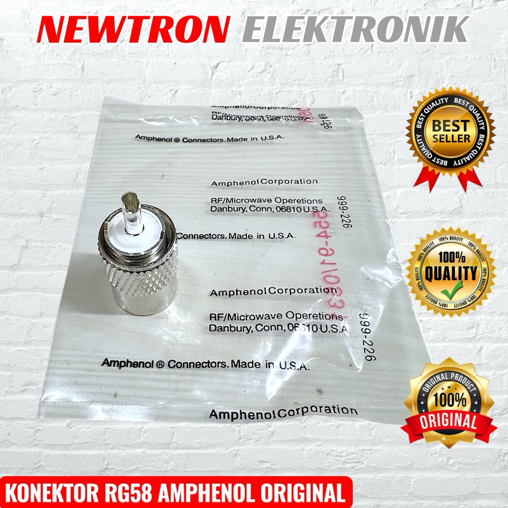 Konektor RG58 AMPHENOL ORIGINAL Asli PL259 untuk Kabel Antena RG-58 Ori PL Male