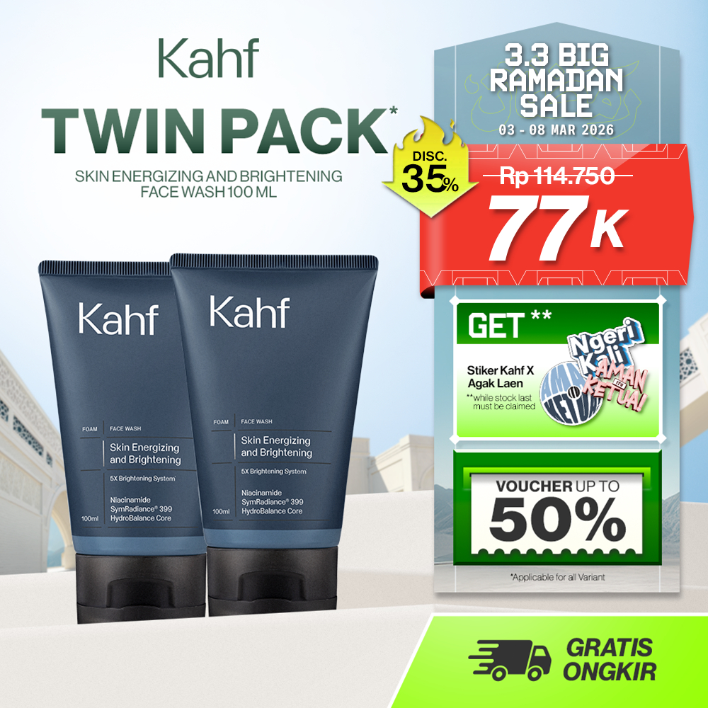 Twin Pack Kahf Face Wash Skin Energizing and Brightening 100 ml - 2 pcs Sabun Cuci Muka Pria untuk M
