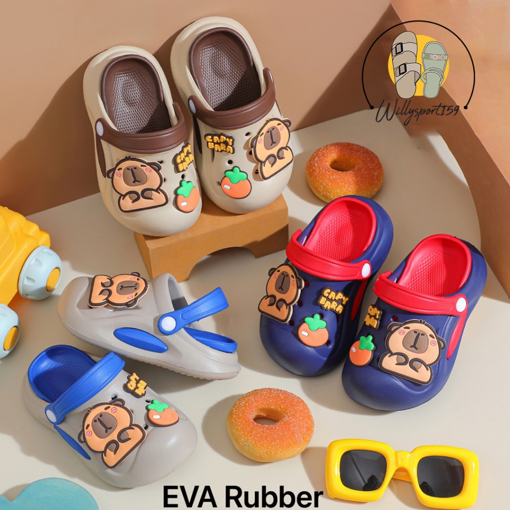 Sandal Baim Laki Laki Eva Rubber MotifCappyBara  Import Nyaman Anti Slip Nyaman Ringan