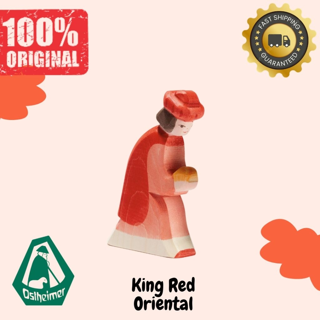 Ostheimer King Red Oriental Original - Mainan Kayu Handmade Jerman Figurine Premium - Mainan Edukasi