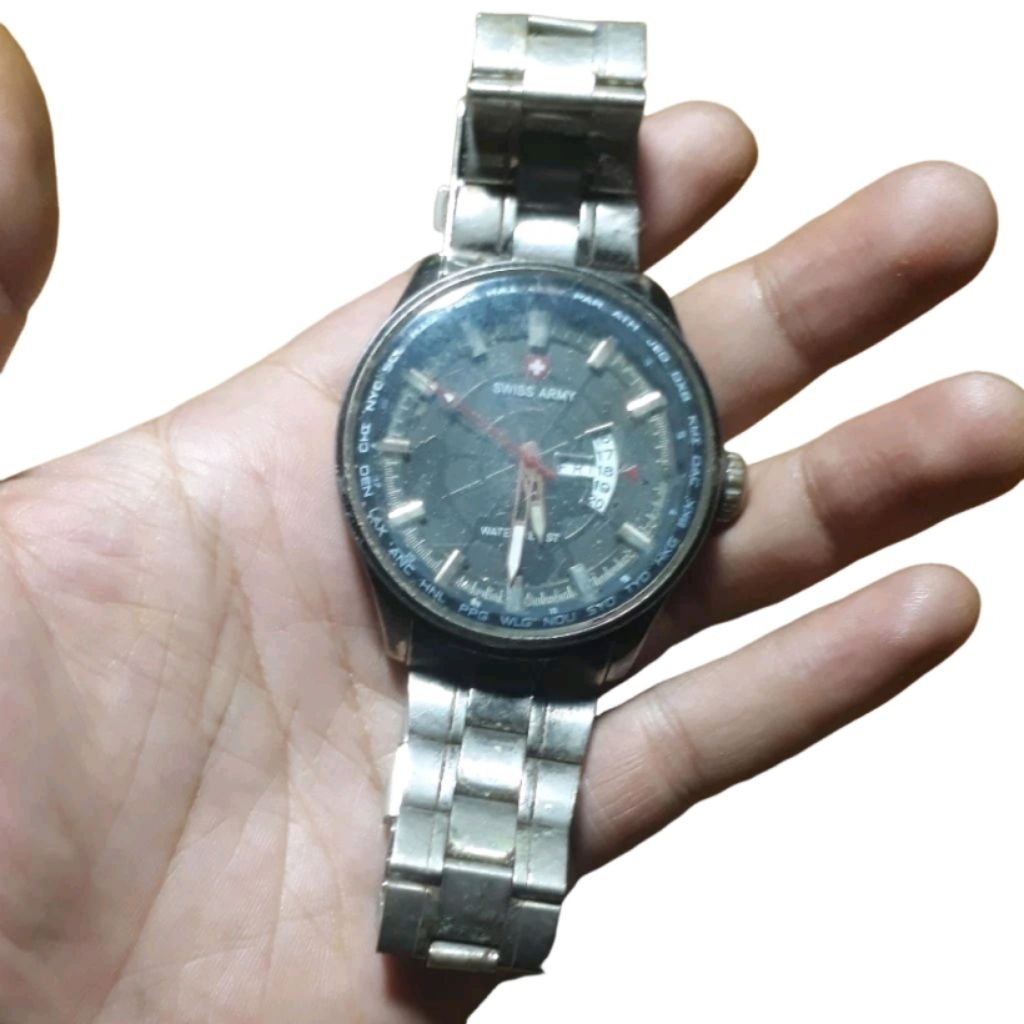 Jam Tangan Analog Antik Tampilan Bagus Mesin Mati