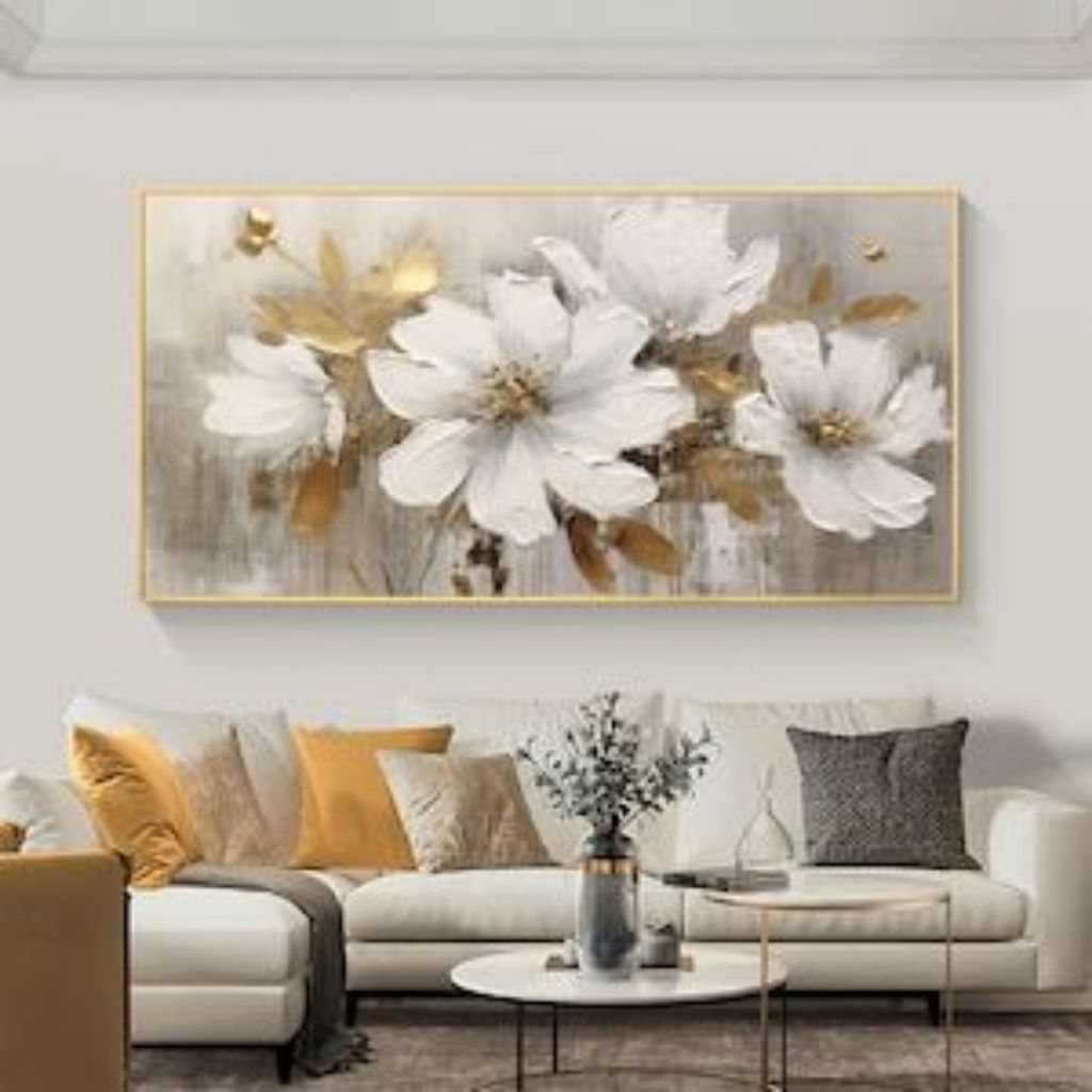 Lukisan dinding minimalis modern bunga untuk hiasan dinding rumah