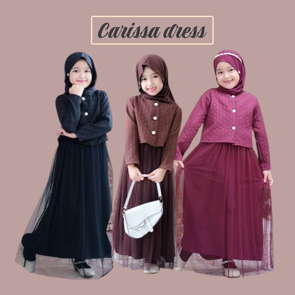 Gamis anak Carissa Dress set hijab 3in1