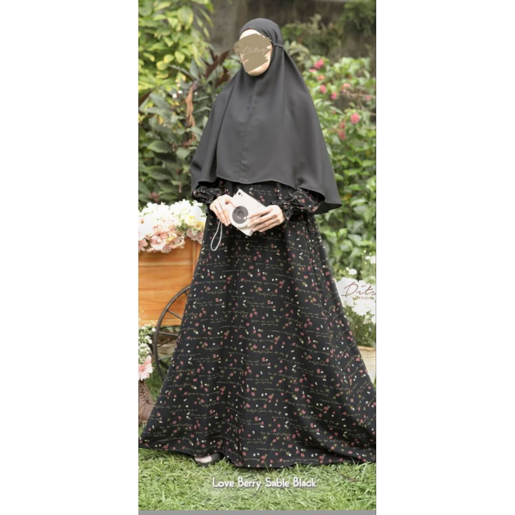 Ditsy nightgown  Love bery sable black Xs