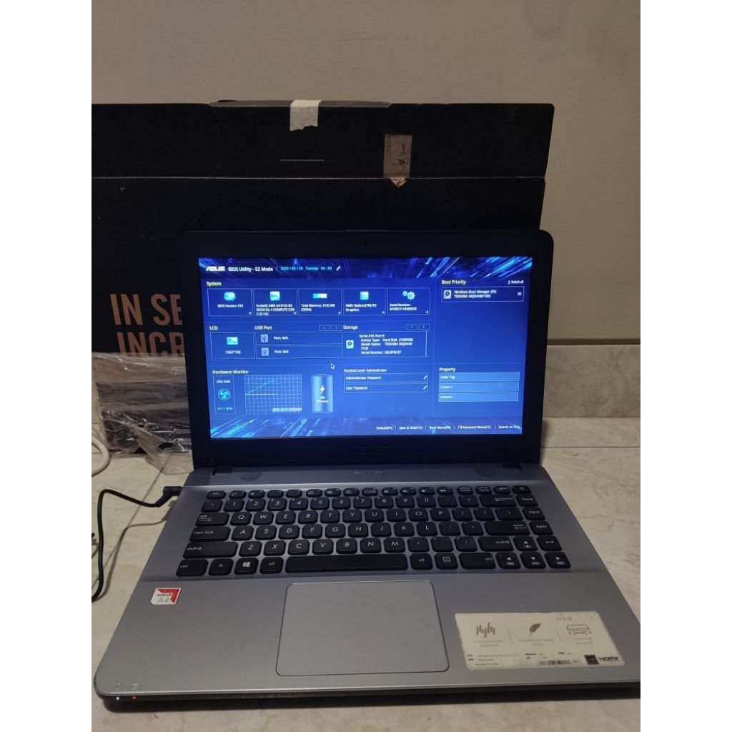 Laptop asus vivobook x441ba amd a4 9125 4/1tb hdd