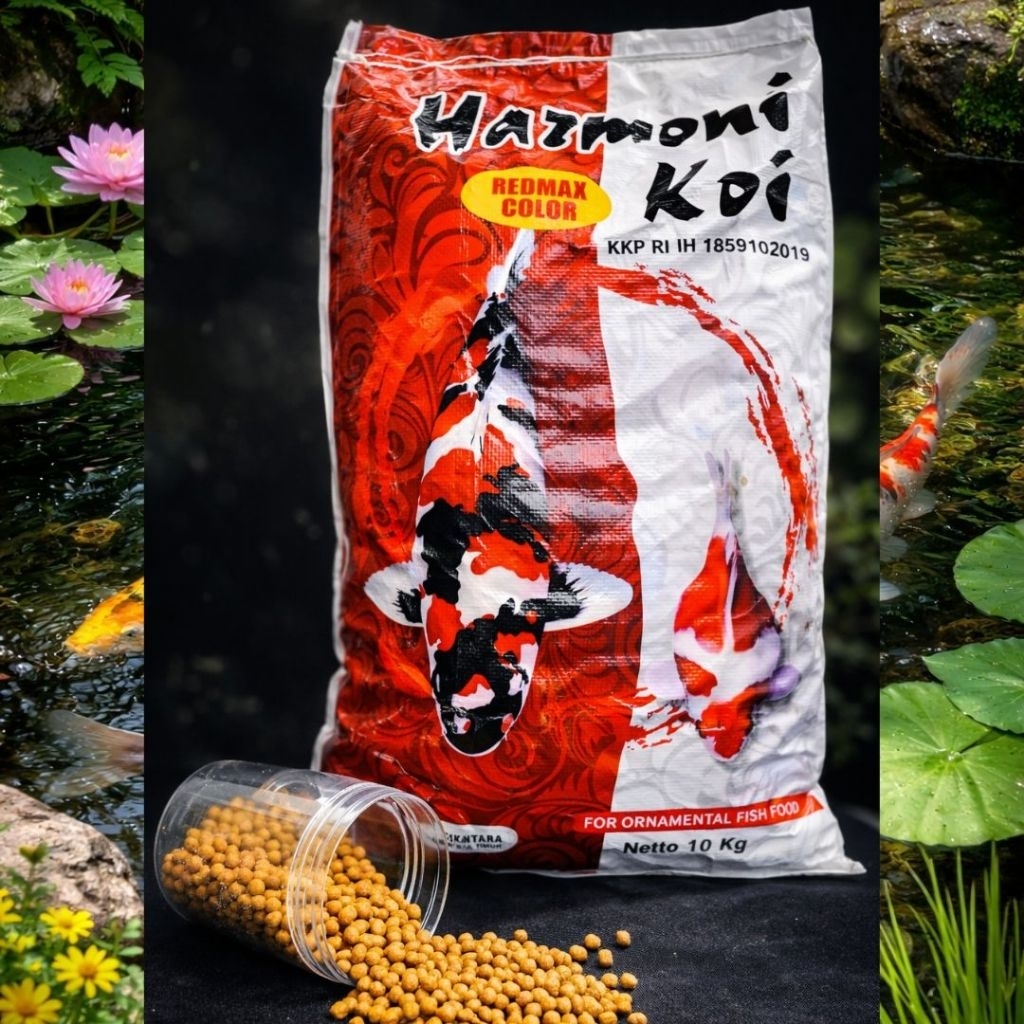 Pakan Koi Harmoni 10kg 5mm RedMax Color - Pakan Untuk Memperkuat Pigmen Warna Air