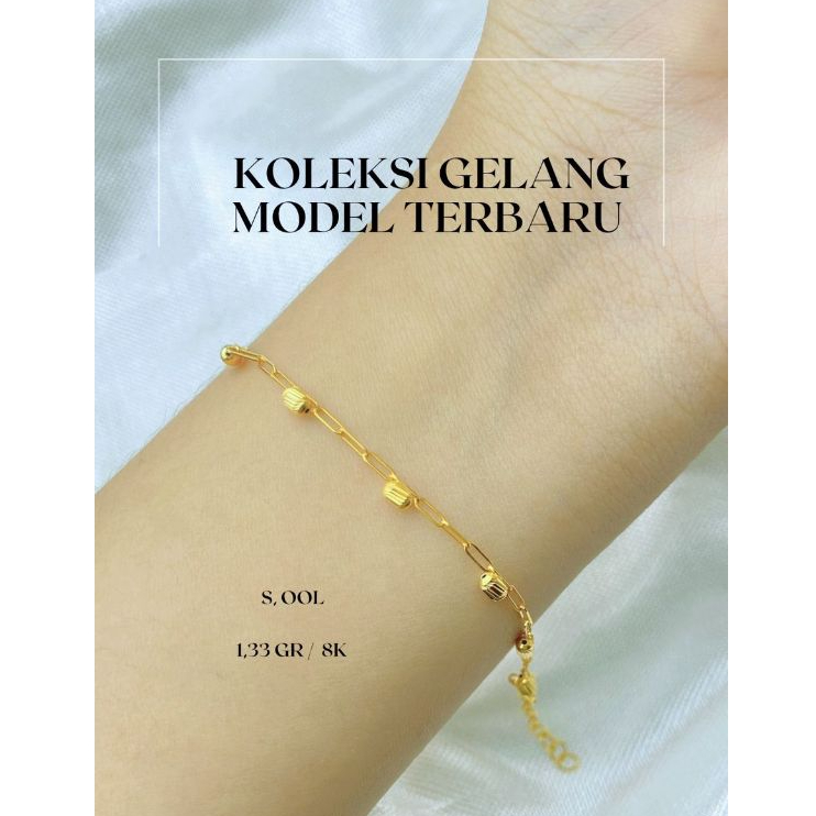 Gelang Emas Rantai Paperlina Extension 8k (Complete Mulia)