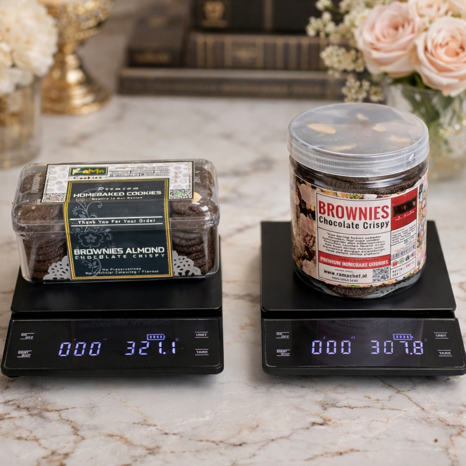 BROWNIES ALMOND Cookies Premium Butter Cokelat Almond Crispy Kue Kering Spesial Lebaran Kemasan Hardtop 350gr dan Jar 750 ml by RaMaChef