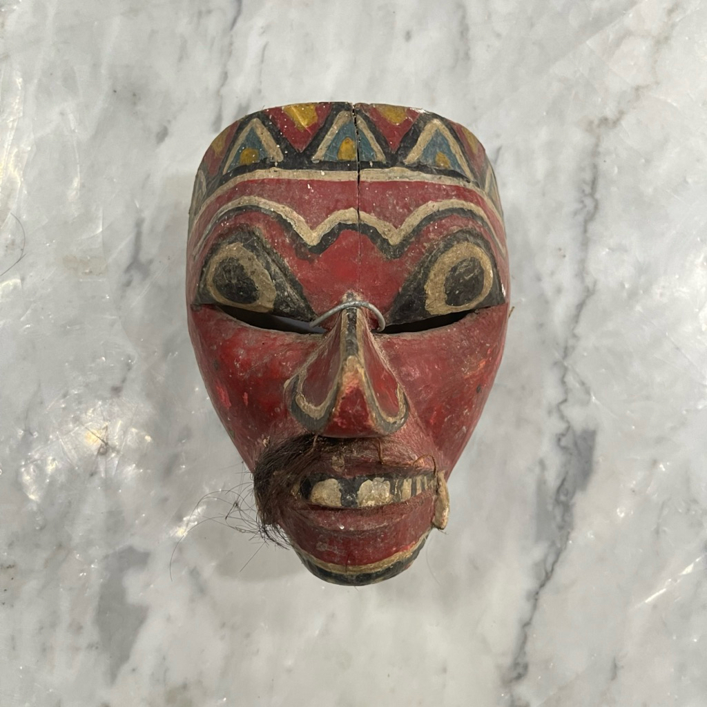 Topeng Teater Kayu Tradisional Indonesia Lawas Jadul Tua