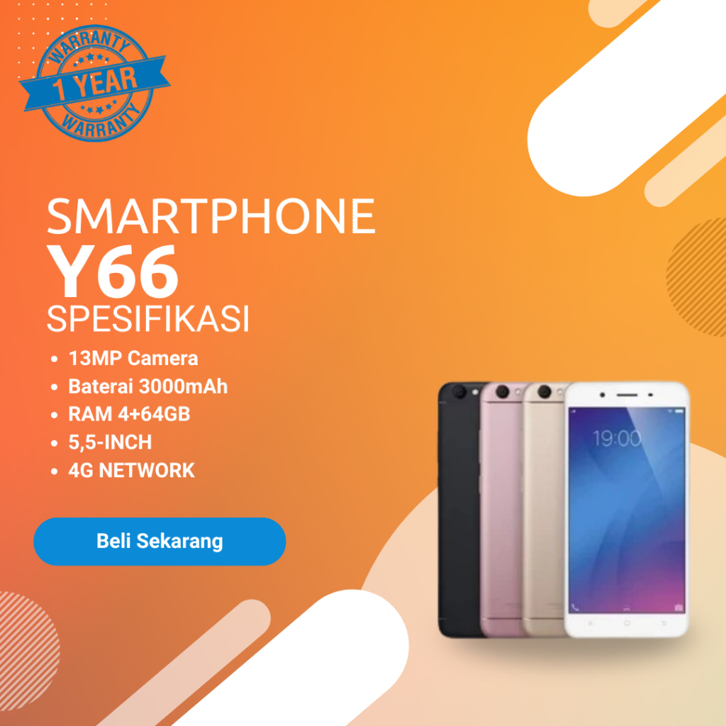 HP SMARTPHONE ADROID VIVO Y66 RAM 4GB, 64GB GARANSI 12 BULAN BATTERAY 3000mAh