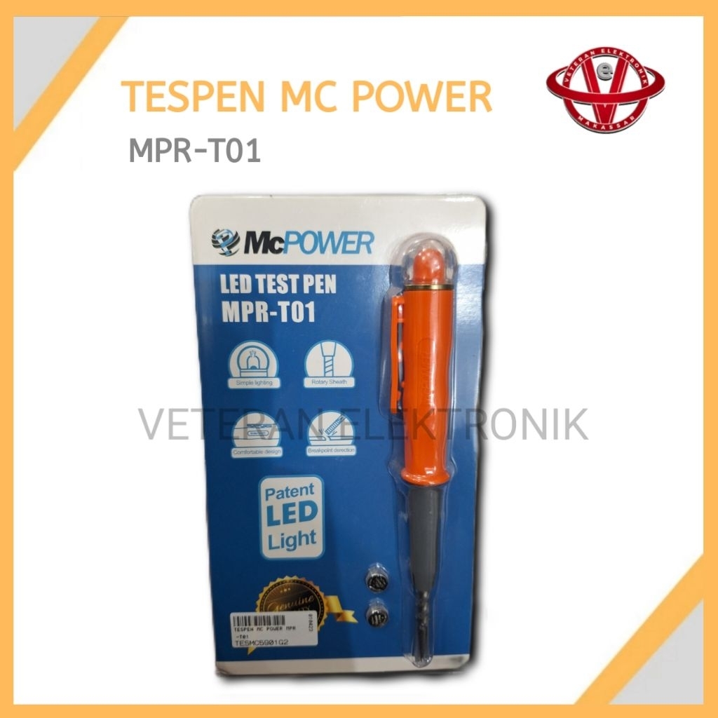 Tespen Listrik  MC POWER MPR-T01 LED Test Pen Obeng Tester Listrik