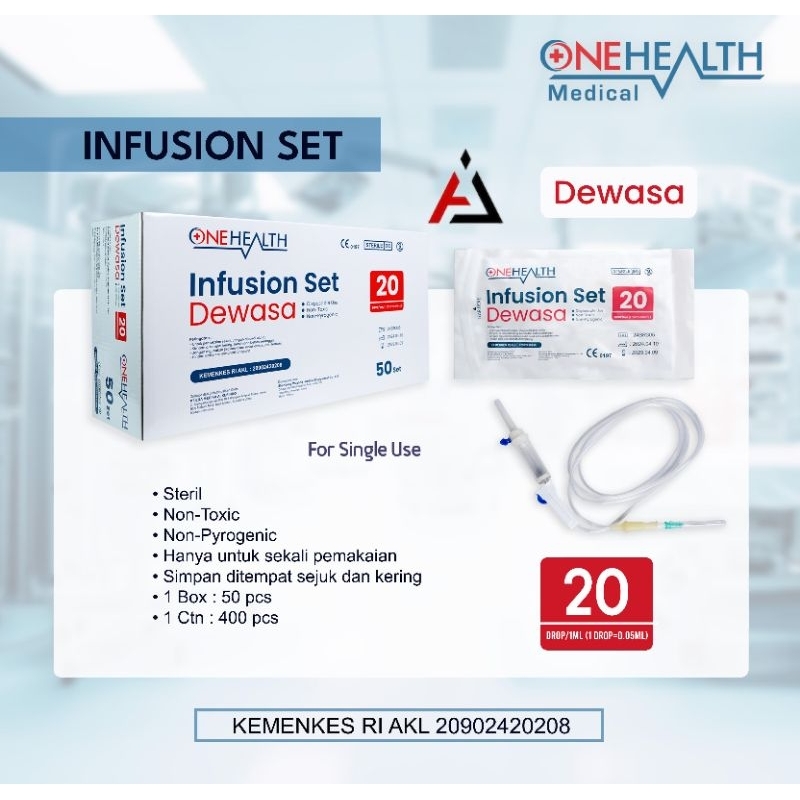 Onehealth Selang Infus Set Dewasa & Anak / Infusion Set Onehealth