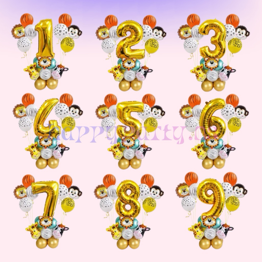 Paket Balon Angka Ulang Tahun Dekorasi Animal