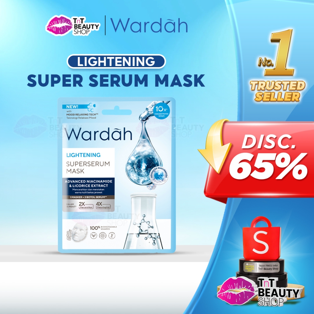 WARDAH Lightening Super Serum Mask Niacinamide 20ml - Lightening Essence Sheet Mask 20ml | TnT Beaut