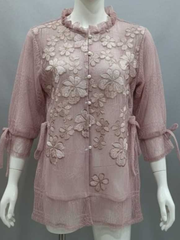 Atasan Brokat Tile Bordir | Outer Brokat | Baju Kodangan Wanita Premium