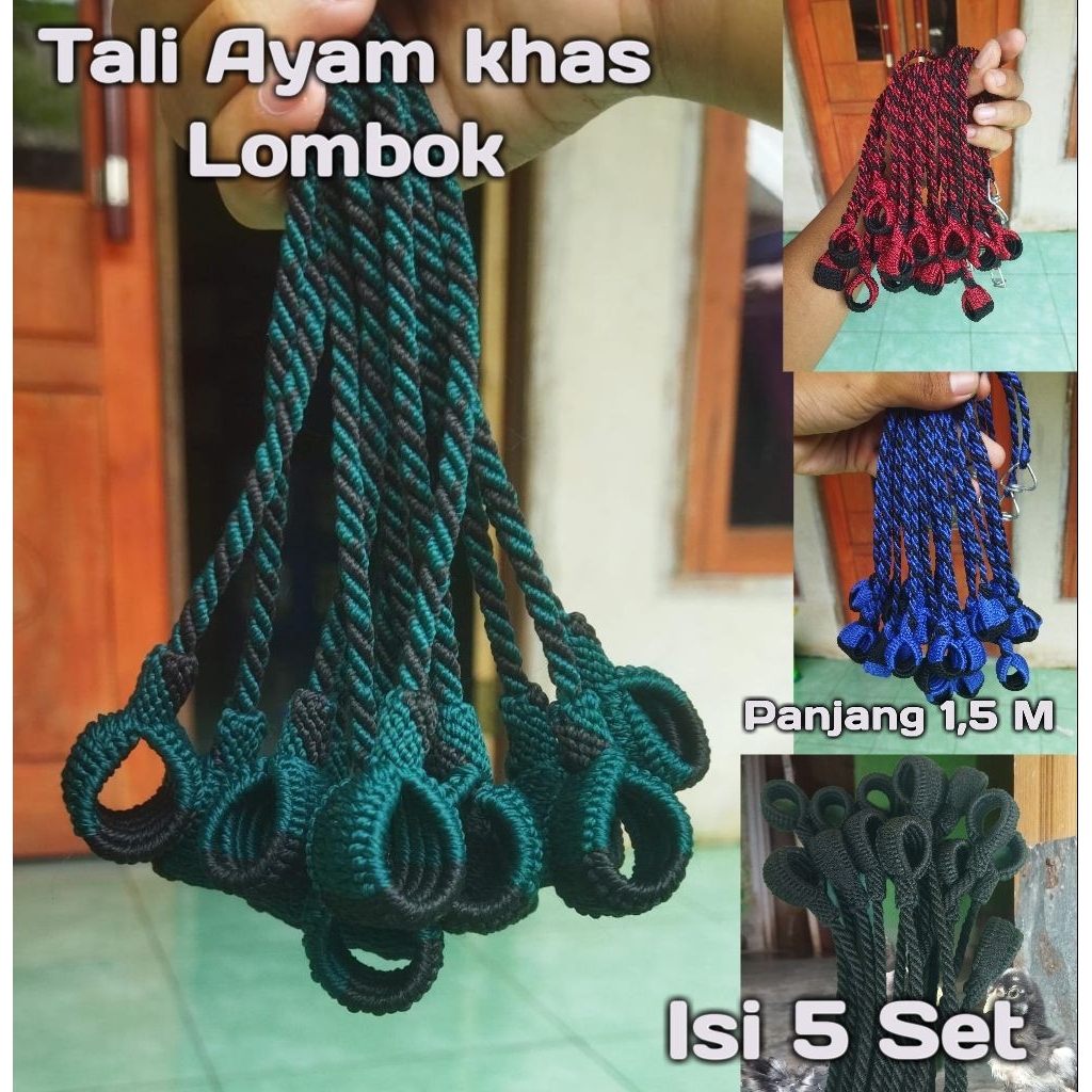 Isi 5 Set Tali Ayam Philipin,Kampung Dan Ayam Hutan.Panjang 1,5 Meter