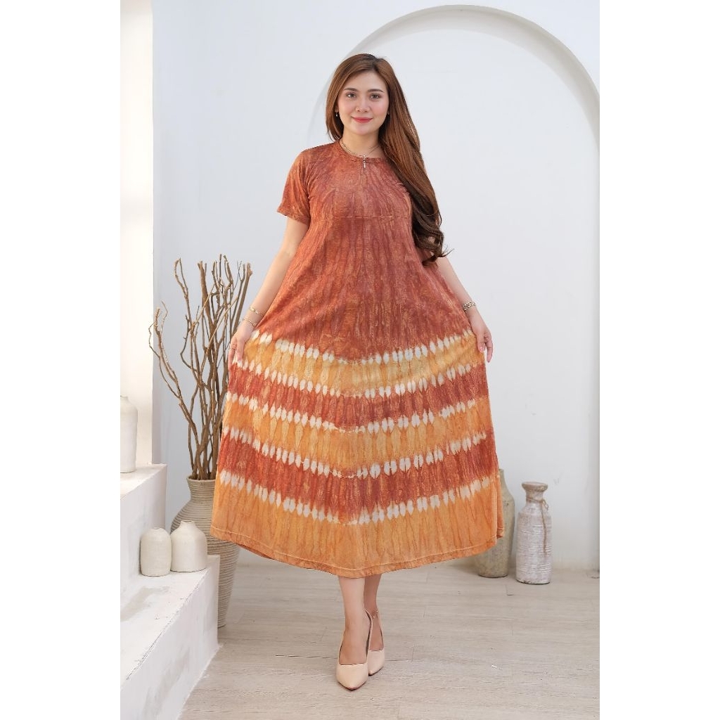 Sekdress Kaos Payung Jumbo Lengan Pendek Panjang Dress Semata Kaki Dada Sletting Depan Busui Friendl