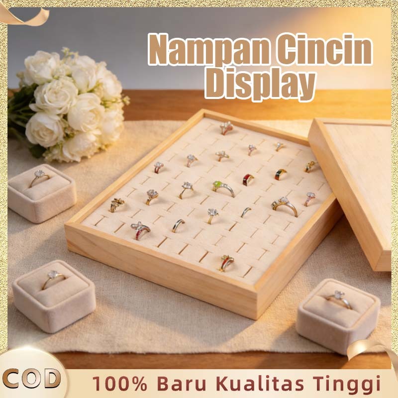 Display Cincin Kayu Nampan Cincin Display Perhiasan 48slot Display Nampan Cincin Organizer Cincin Ka
