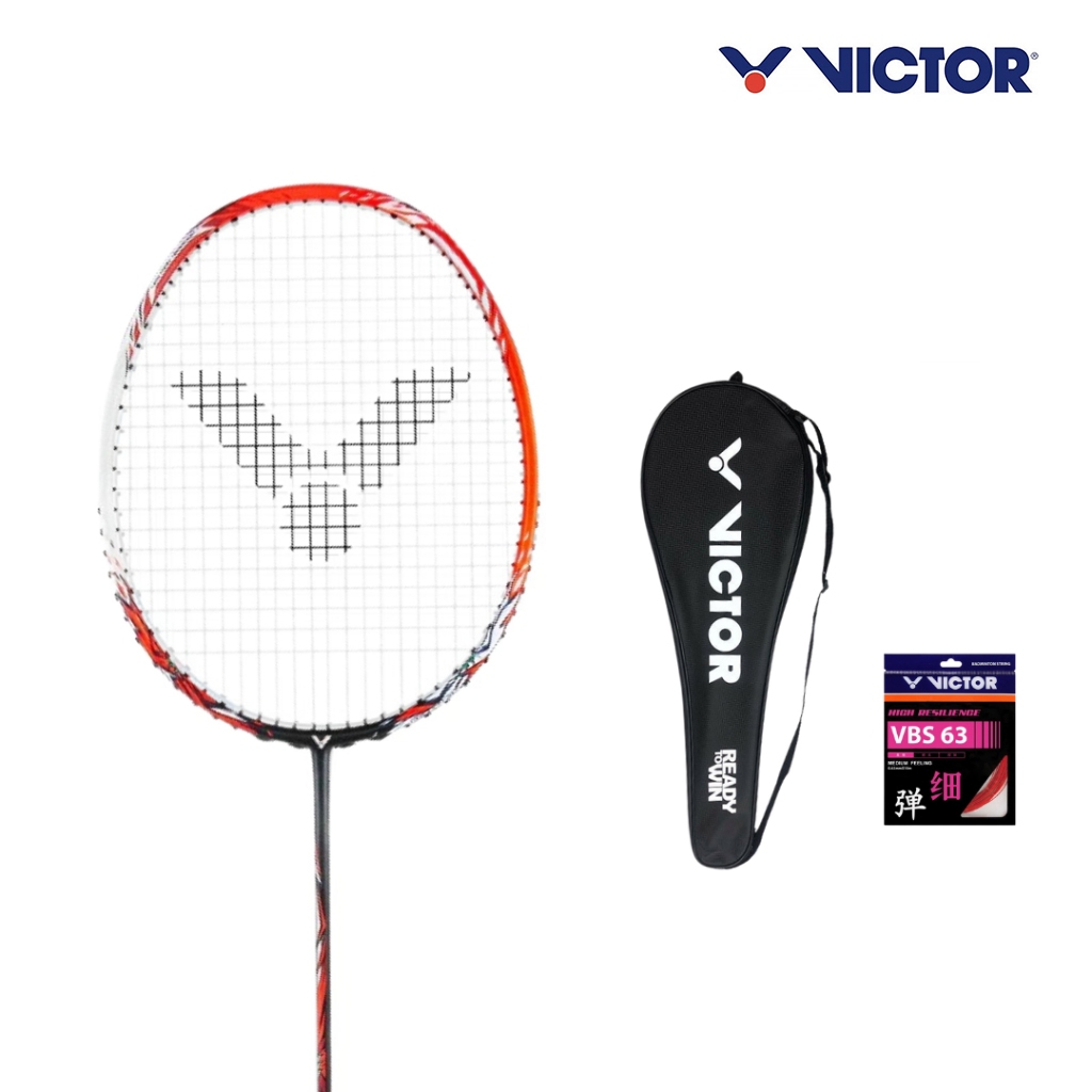 VICTOR THRUSTER RYUGA D 4U Raket Bulutangkis Offensive Original Taiwan 26-30lbs Siap Pakai + Bonus E