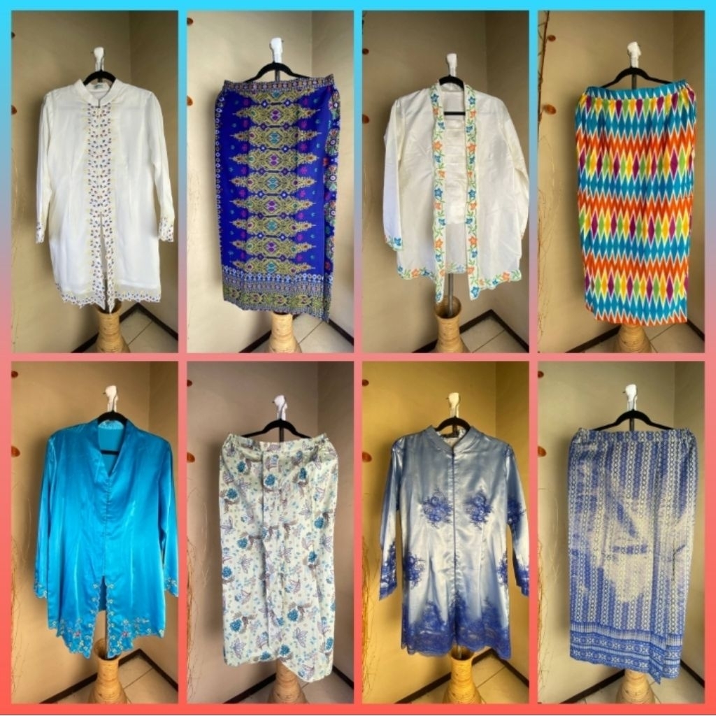 PRELOVED Oneset Atasan Kebaya Bawahan Sarung Batik Sarung Bordir Kain Songket