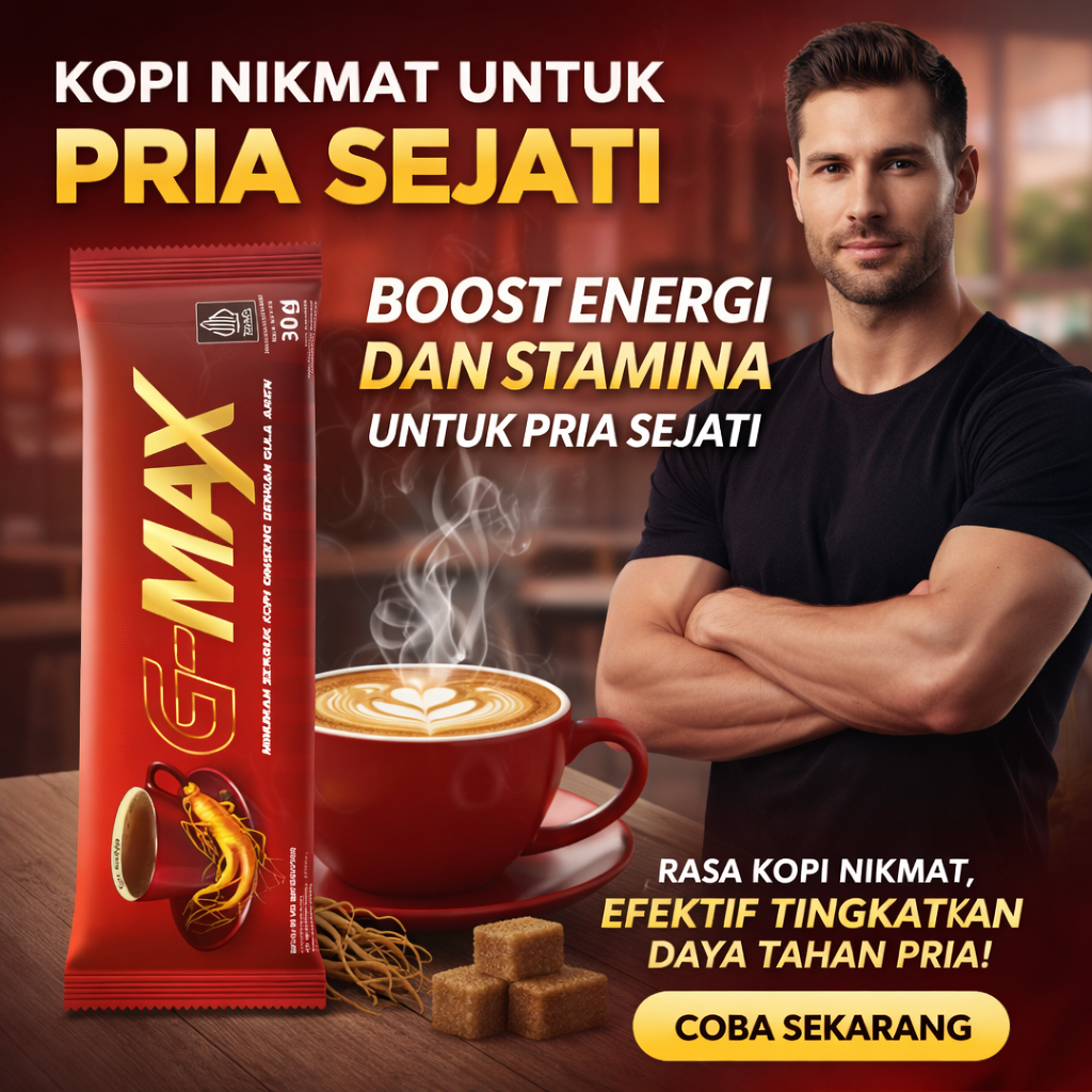 Kopi GMAX Gingseng - Penambah Stamina dan Energi Pria, Kopi Sehat untuk Vitalitas gmax coffee