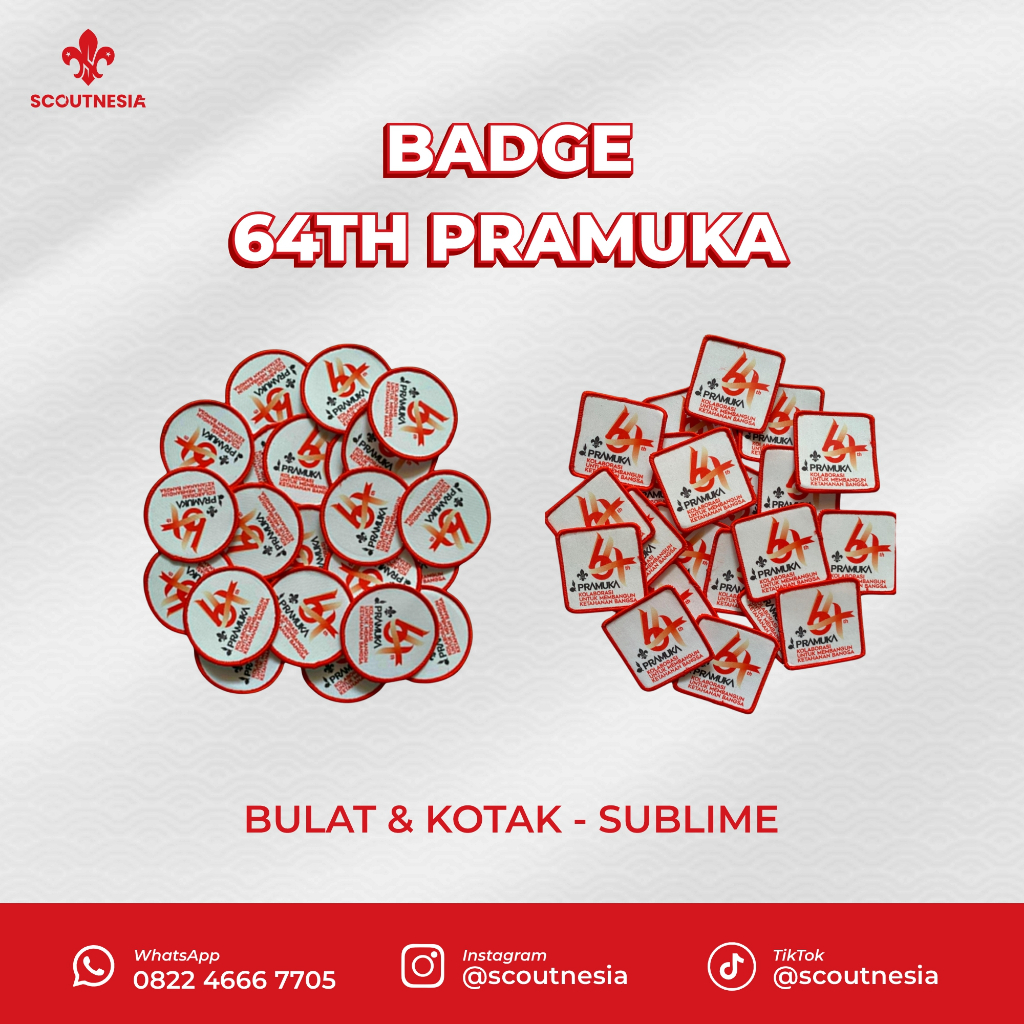 (COD) BADGE SUBLIM HUT 64 TAHUN PRAMUKA/BADGE SUBLIM HUT PRAMUKA/BADGE HUT PRAMUKA