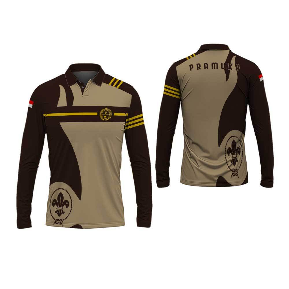 Baju Pramuka Lapangan Lengan Panjang - Baju Kaos Jersey Pramuka Fullprinting Baju Kaos Polo Pramuka 