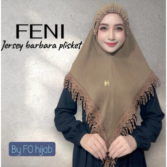 KirimCpT- Jilbab instan Feni bergo kerut dahi jersey barbara plisket renda tetes hujan