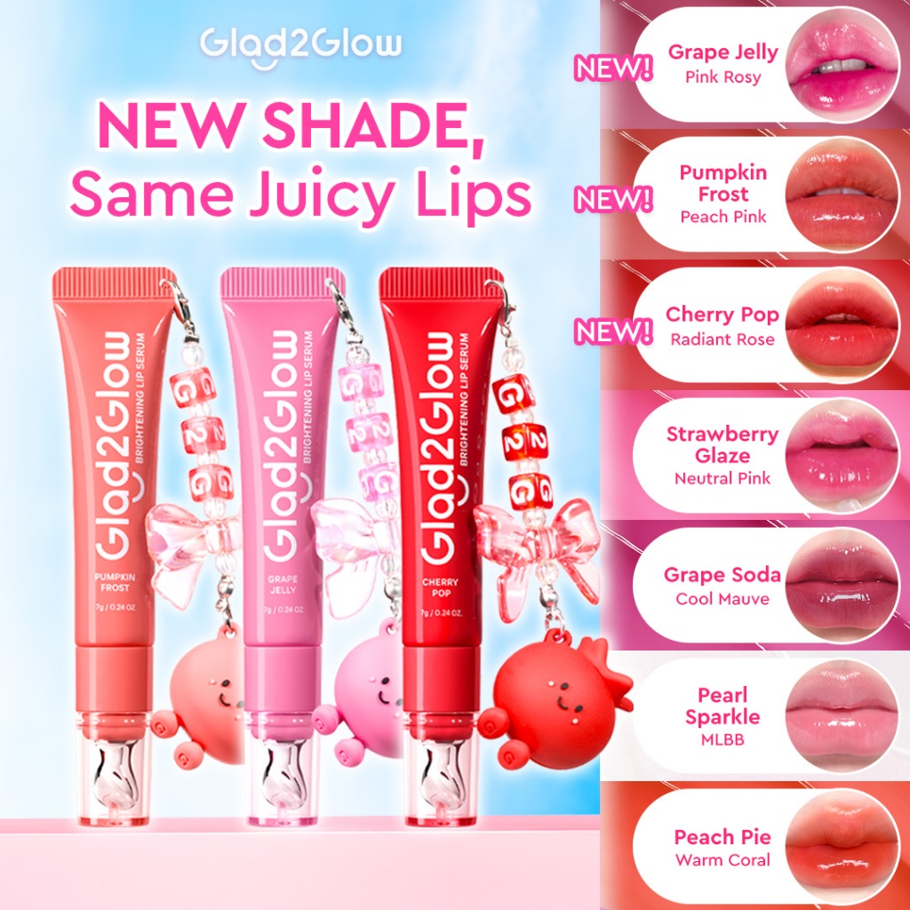 [In-stock] Glad2Glow BRIGHTENING LIP SERUM 7g  Mencerahkan Melembabkan dan menambahkan warna3in1  li