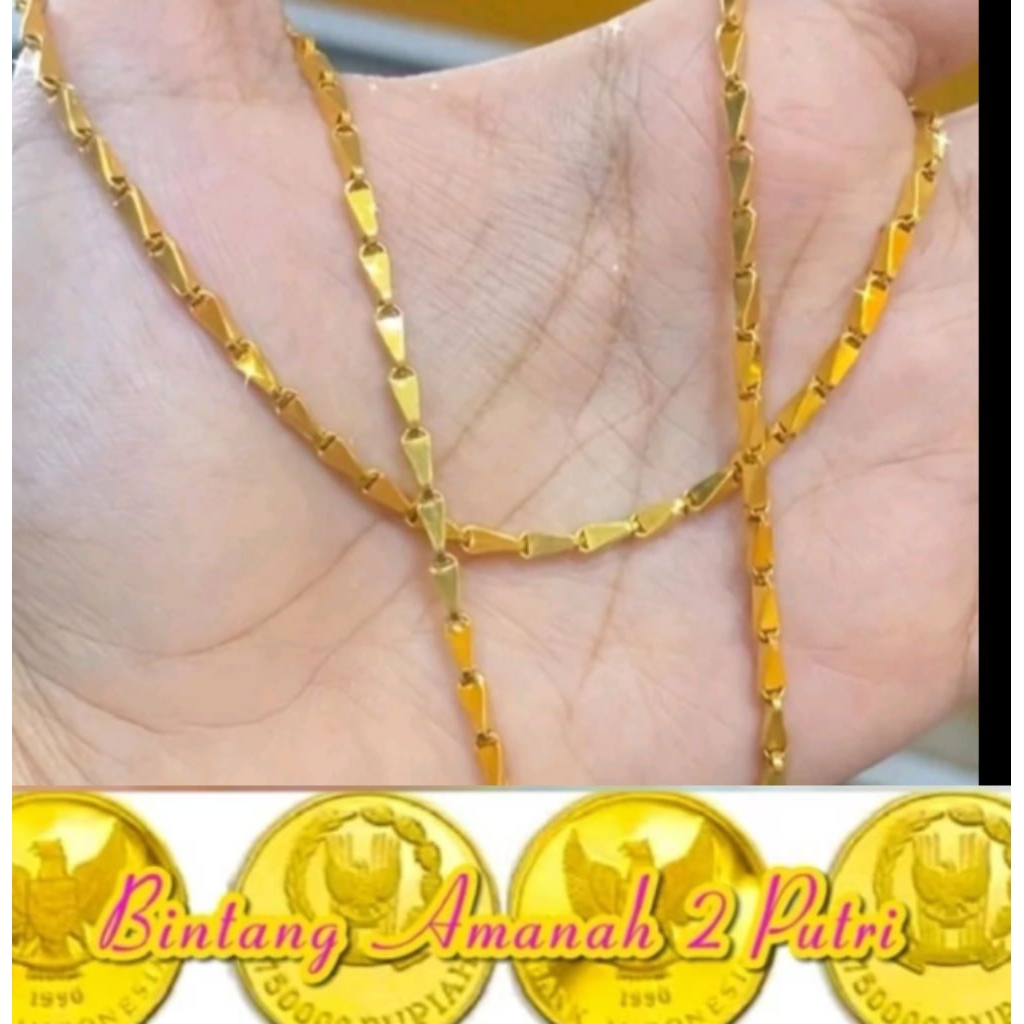 kalung wanita motif padi panjang 35 cm