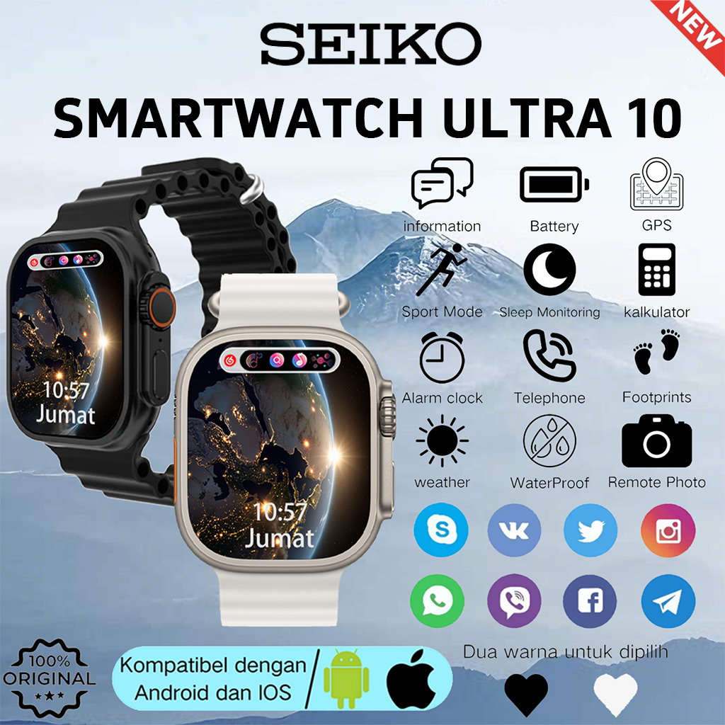 [NEW][100%Asli Impor][Garansi 24 bulan][COD]SEIKO SMARTWATCH ULTRA 10 with 2.3" HD AMOLED Display Sm