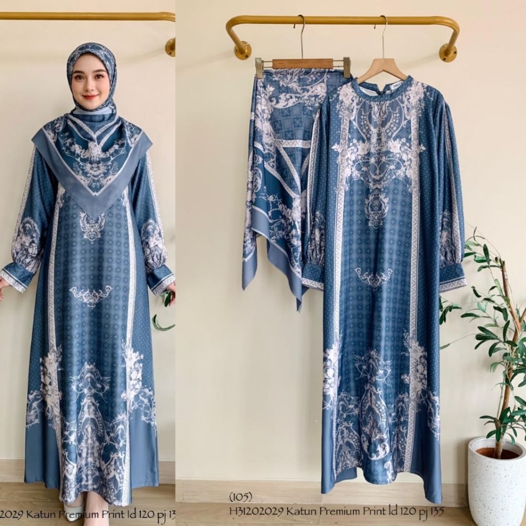 - Lucky Lacky Boutique - Gamis Set Hijab Gamis Wanita Katun Silk Mewah Terbaru Kekinian