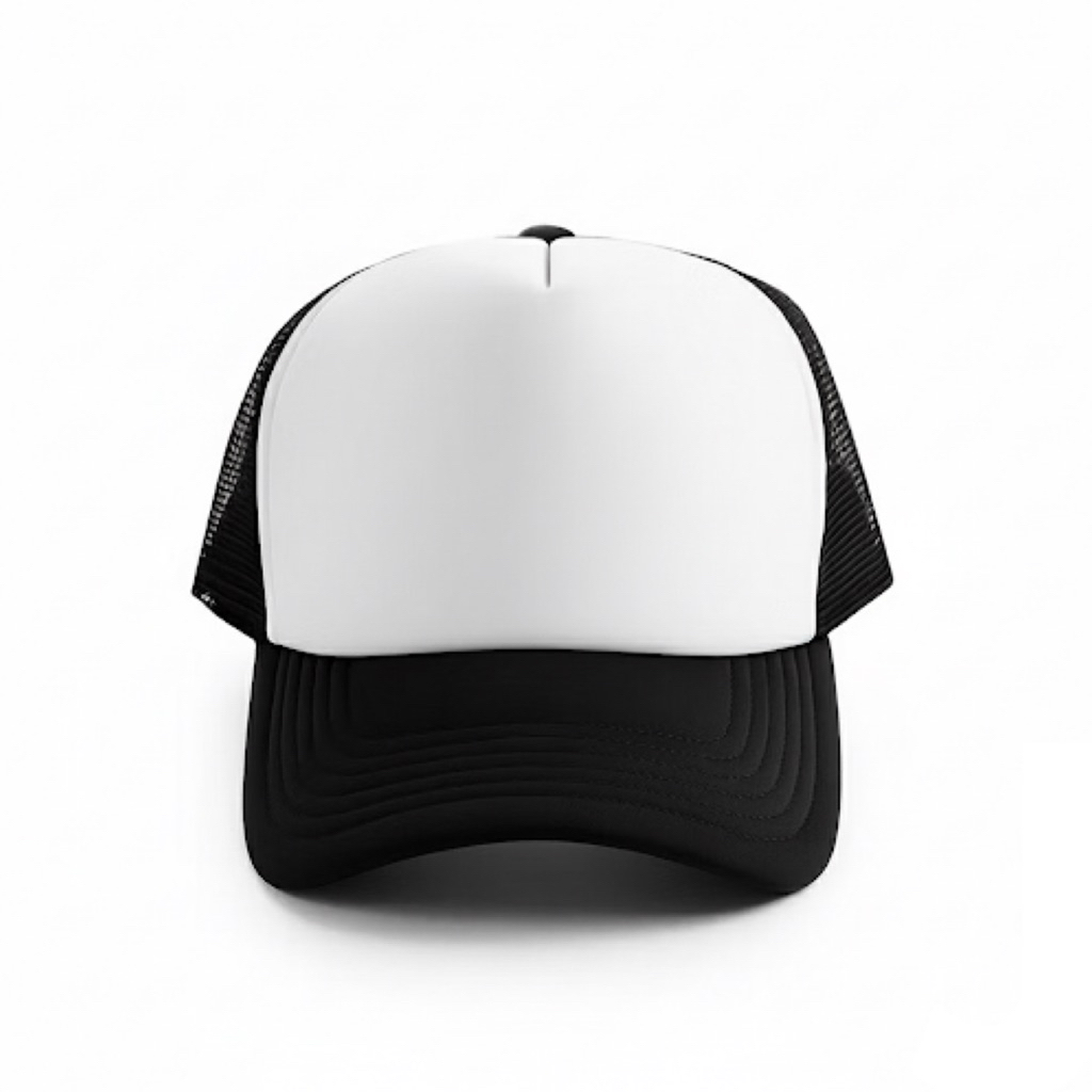 LXNTX topi jaring hitam Trucker Hat topi jaring hitam putih polos Free sticker