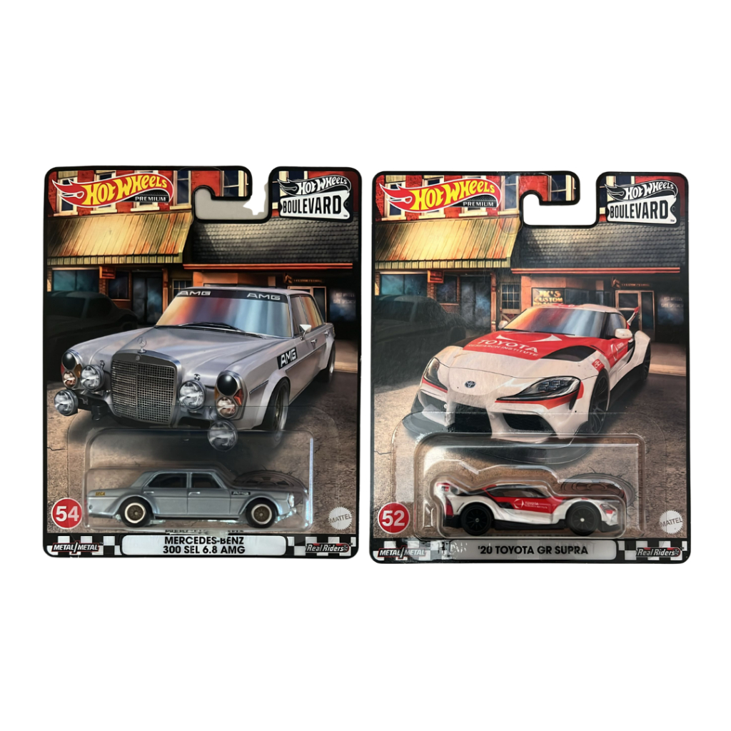 HOT WHEELS PREMIUM BOULEVARD CORVETTE Z06 DRAG RACER, TOYOTA GR SUPRA, HOLDEN MONARO, MERCEDES BENZ 