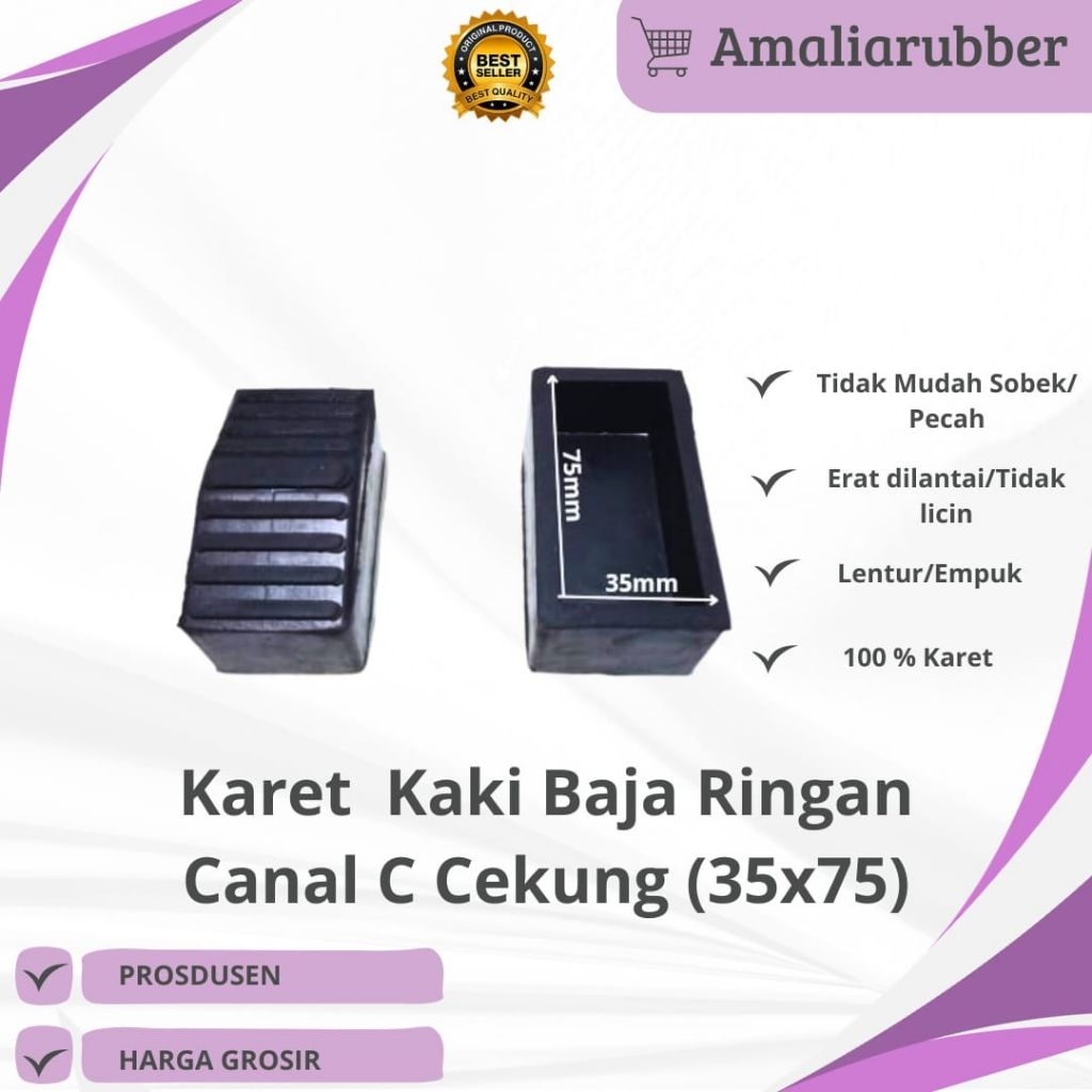 Kaki Karet Tangga Baja Ringan Canal C Cekung Ukuran 35x75 MM