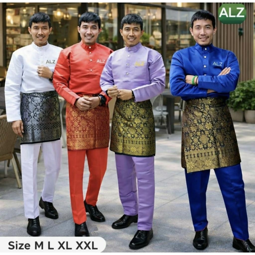 SETELAN BAJU KURUNG MELAYU PRIA BAHAN TAFFETA BRIDAL+RUMPAK SONGKET SIZE M-XXL