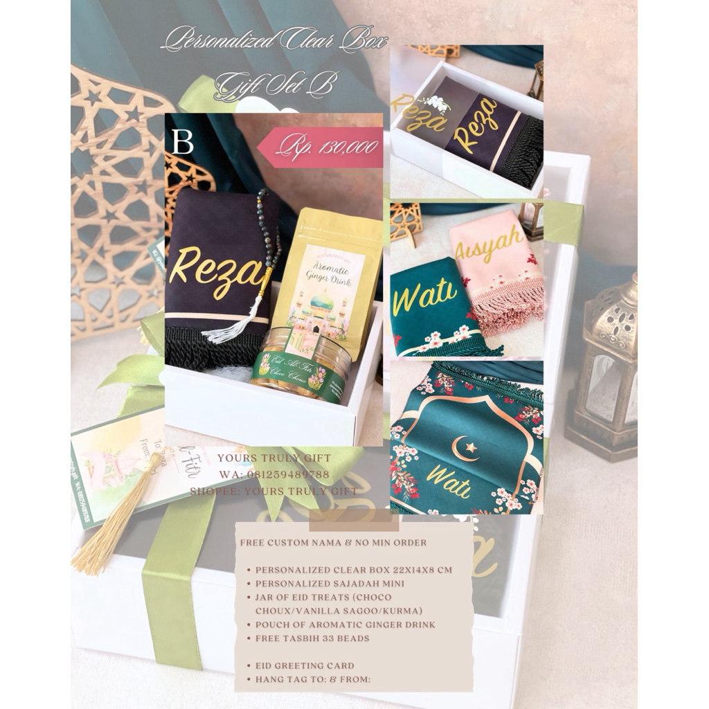 PERSONALIZED CLEAR BOX GIFT SET B • Idul Fitri Hampers 2026 • Lebaran Gift • Custom Hampers • Ramadh