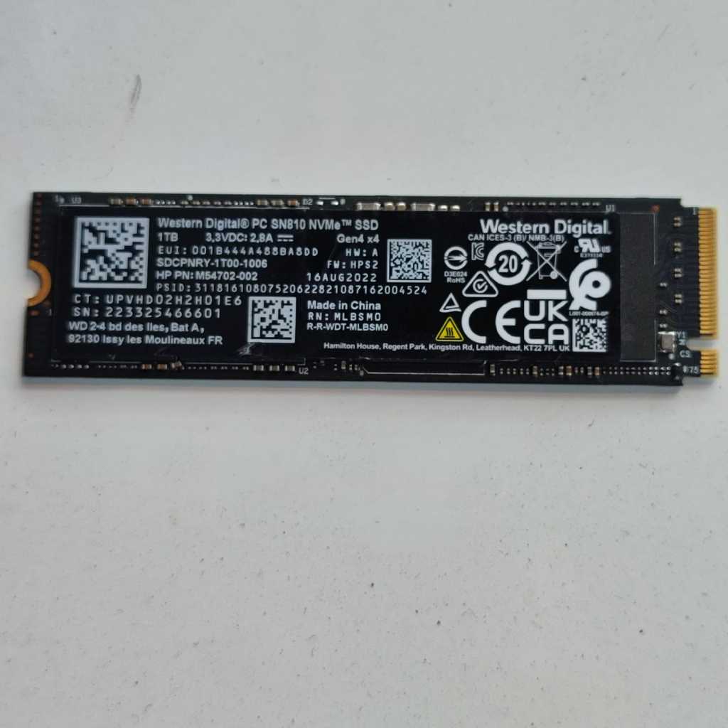 Ssd Nvme WD PC SN810 1Tb Gen 4 Pot 1 Day 7000 / 5000 Mb/s 100%