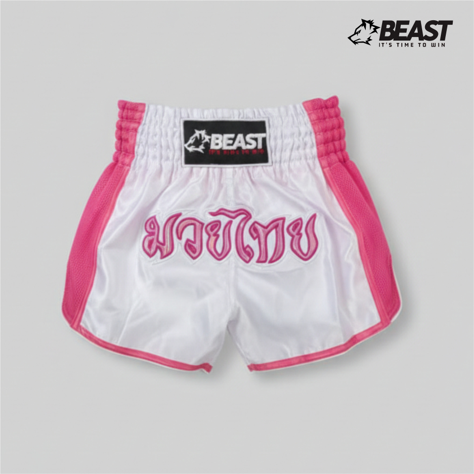 Celana Muaythai Beast White Pink