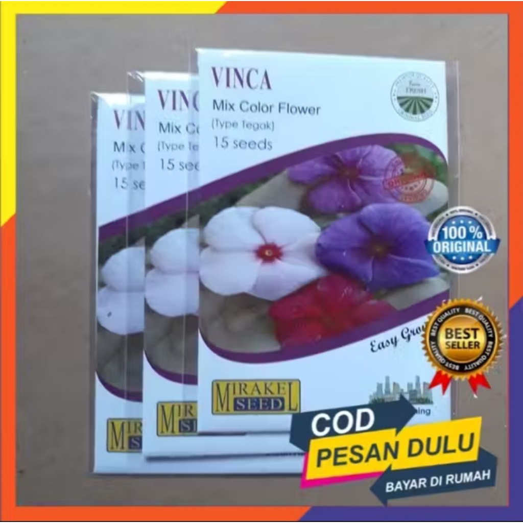 Benih Bunga Vinca Mix Super Warna Warni - Tanaman Hias Tahan Panas Gampang Rawat