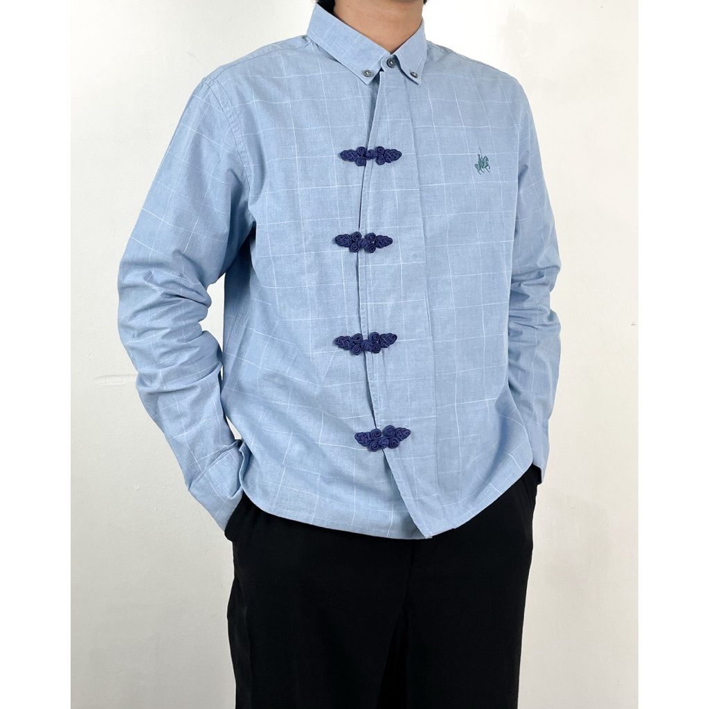 KEMEJA LENGAN PANJANG PRIA E8 ROMON BOXY CHEONGSAM SHIRT