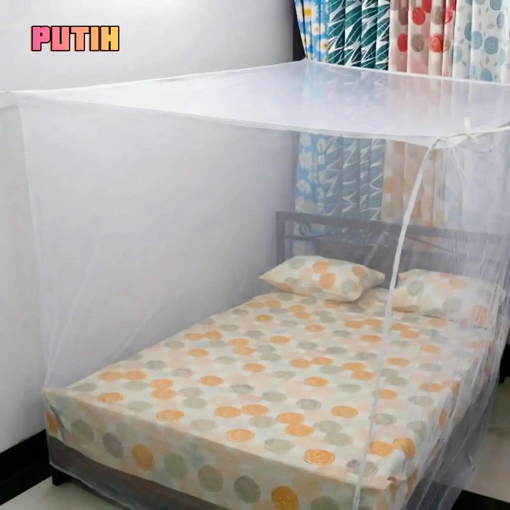 Kelambu Kotak Motif Polos / Kelambu Tidur Nyamuk / Kelambu Kamar Tidur / Kelambu Gantung Standar 150