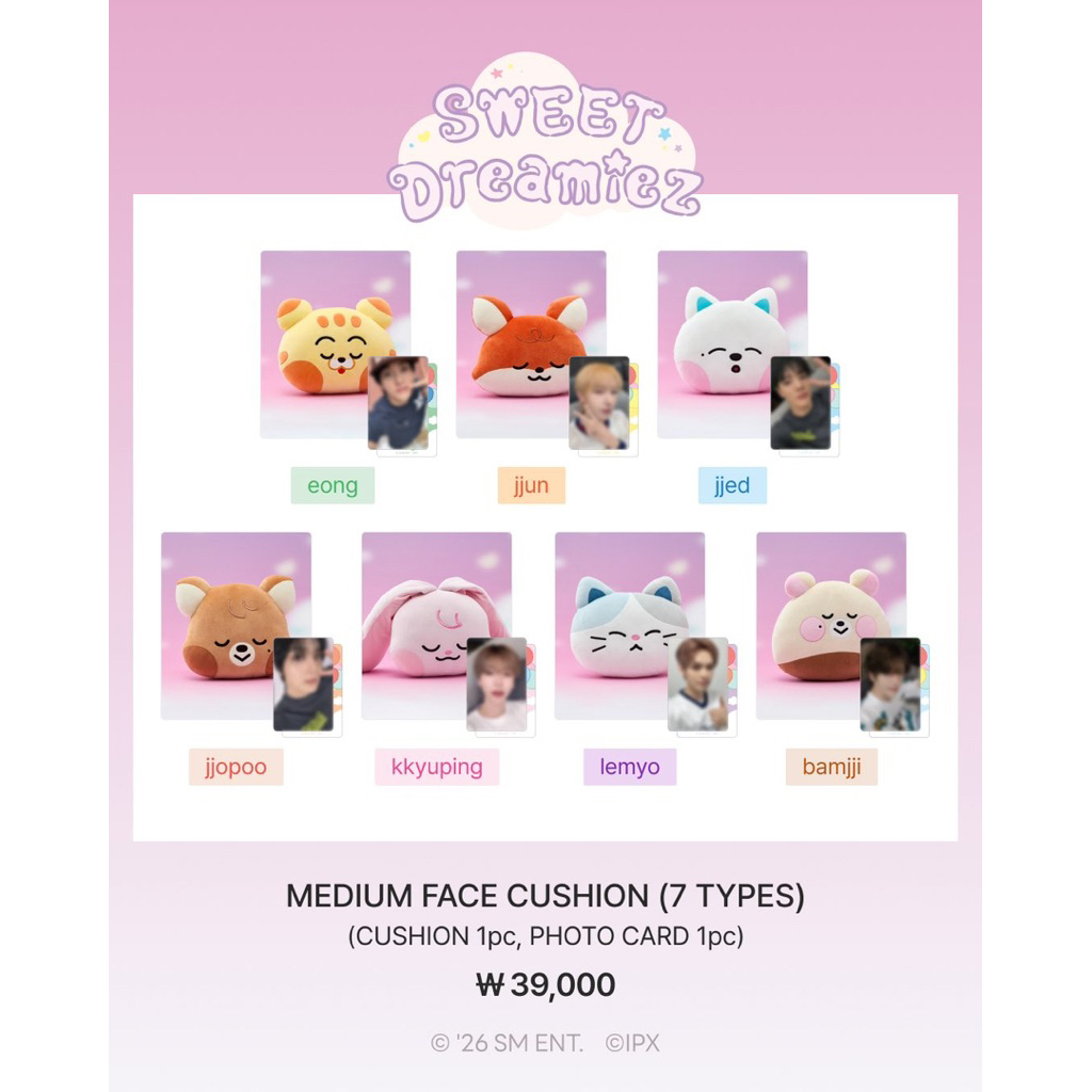 [PRE ORDER] MD MEDIUM FACE CUSHION NCT DREAM SWEET DREAMIEZ LINE FRIENDS DOLL BONEKA MARK RENJUN JEN