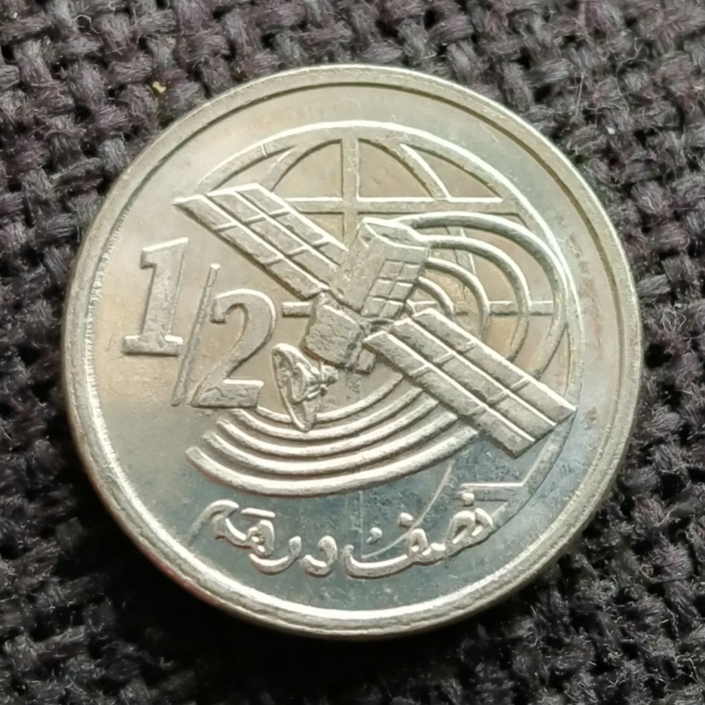 Koin Kuno Maroko 1/2 Dirham 2002 Satelit