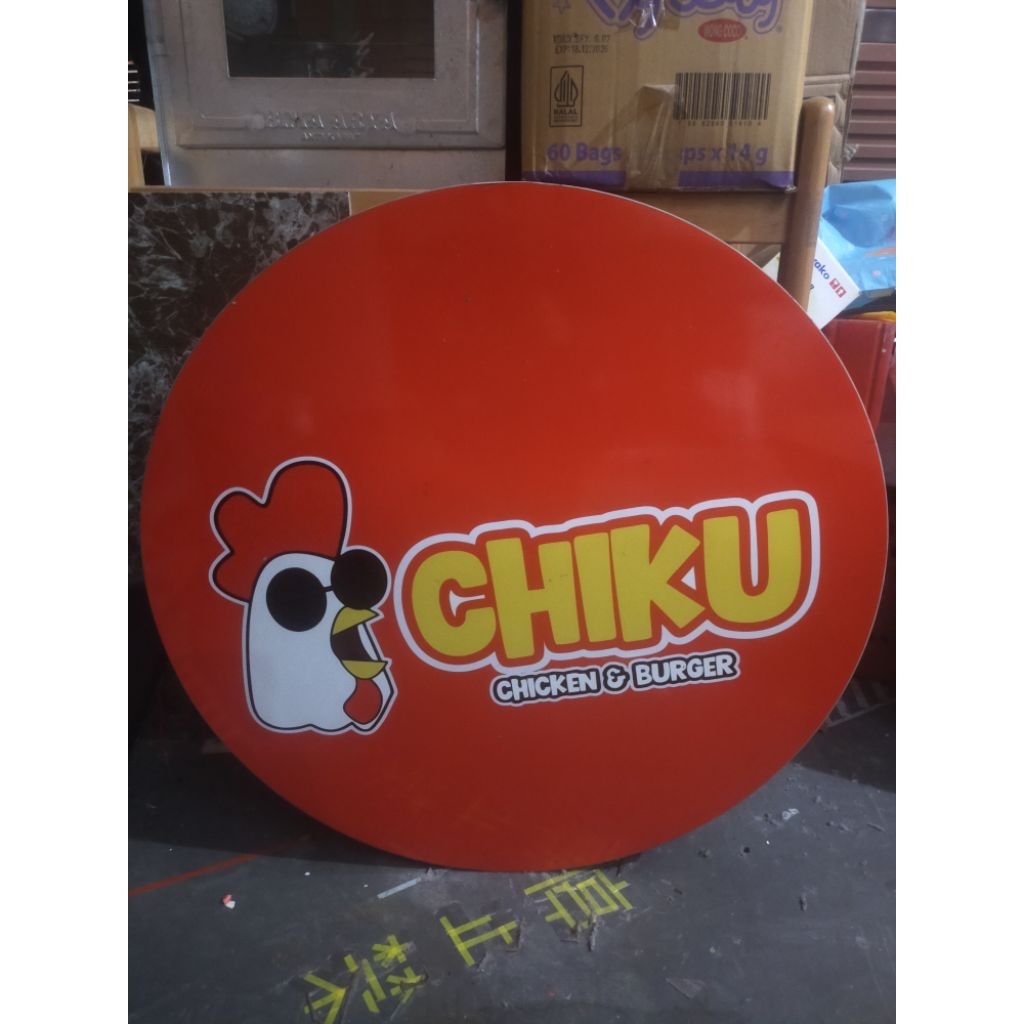 Neon Box Bulat 60x60 dua 2 sisi preloved second bekas berkualitas