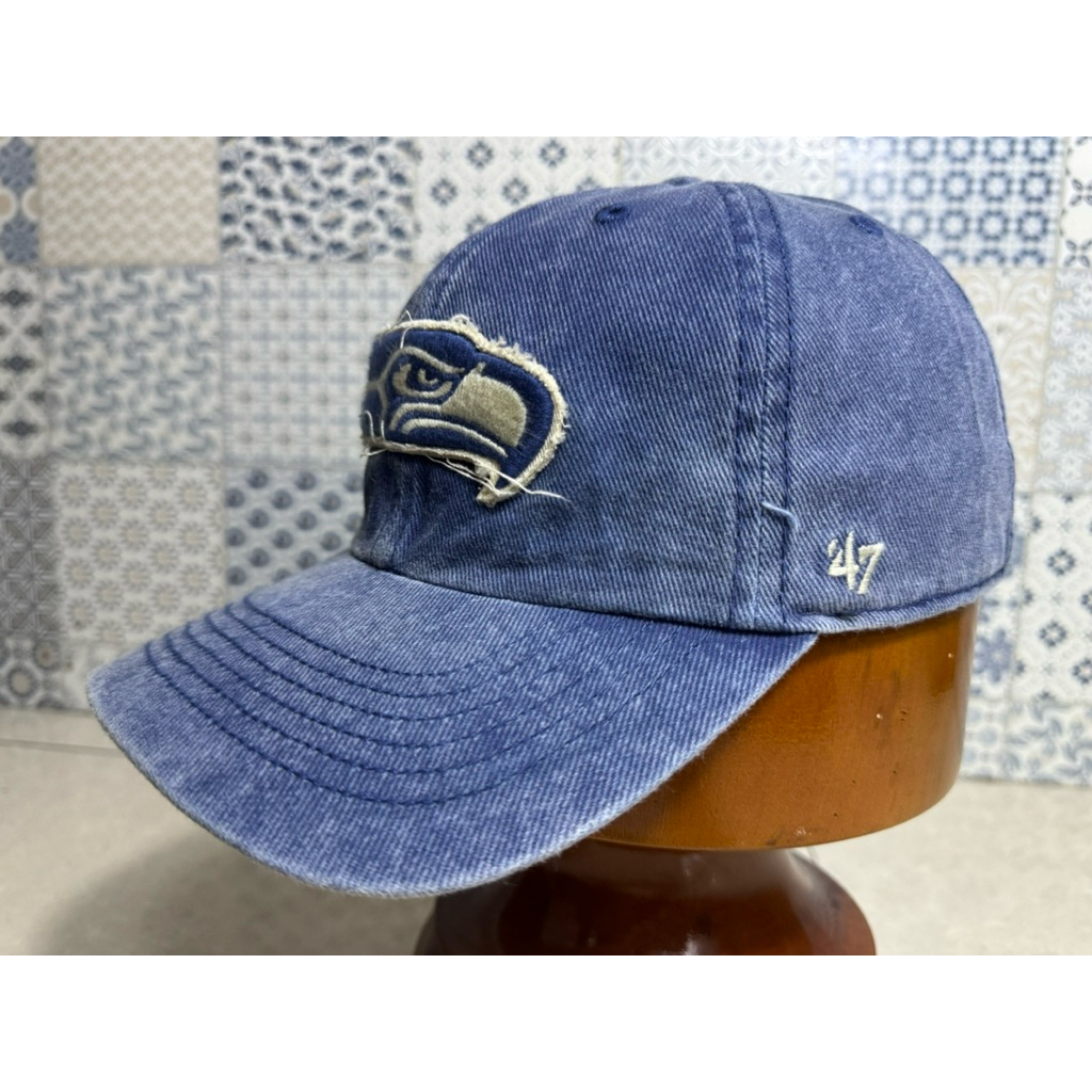 Topi Second Brand Branded Ripped Cap Seattle Seahawk By 47 Forty Seven Original Full Tag Emboss