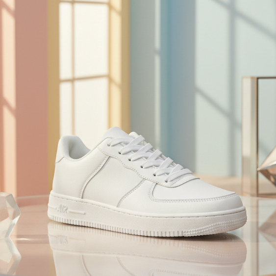 Sepatu Sneakers Putih Polos Pria & Wanita Model Casual Sporty Ringan Nyaman