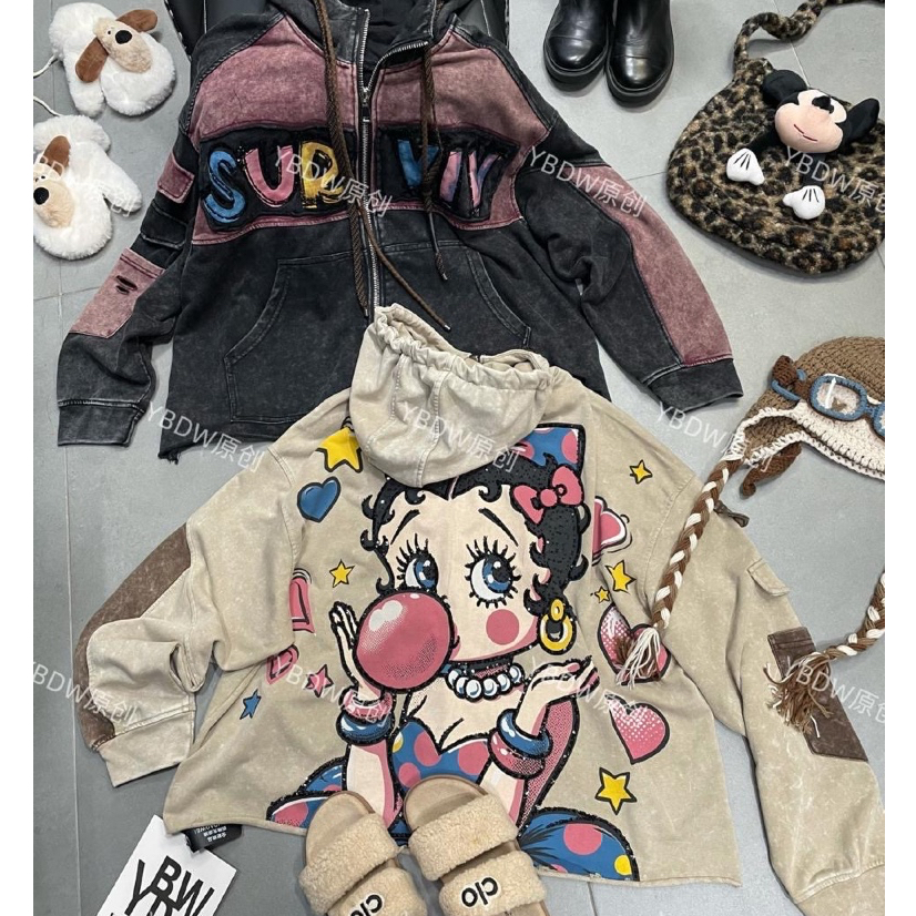 PLUSBABY - Jaket Betty Boop Semi Crop Ori YBDW Premium GZ Import