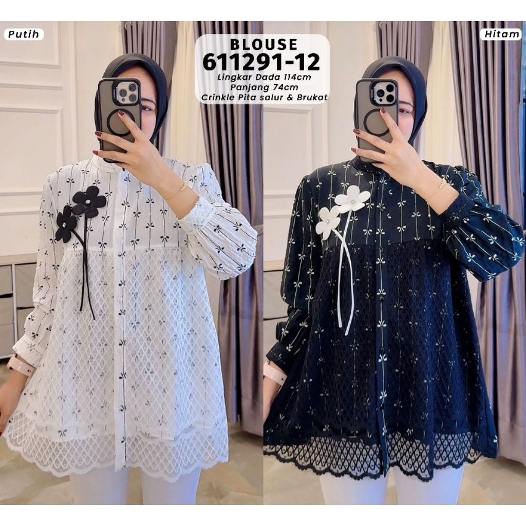 TRENDY BLOUSE - Tasya blouse Bahan Niagara Crush Crush Kombinasi Brukat fit to XL Besar